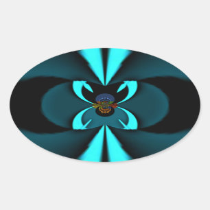 Striking Cutting-Edge Cyan and Black Vector Design Oval Sticker