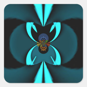 Striking Cutting-Edge Cyan and Black Vector Design Square Sticker