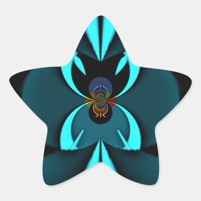 Striking Cutting-Edge Cyan and Black Vector Design Star Sticker (Front)