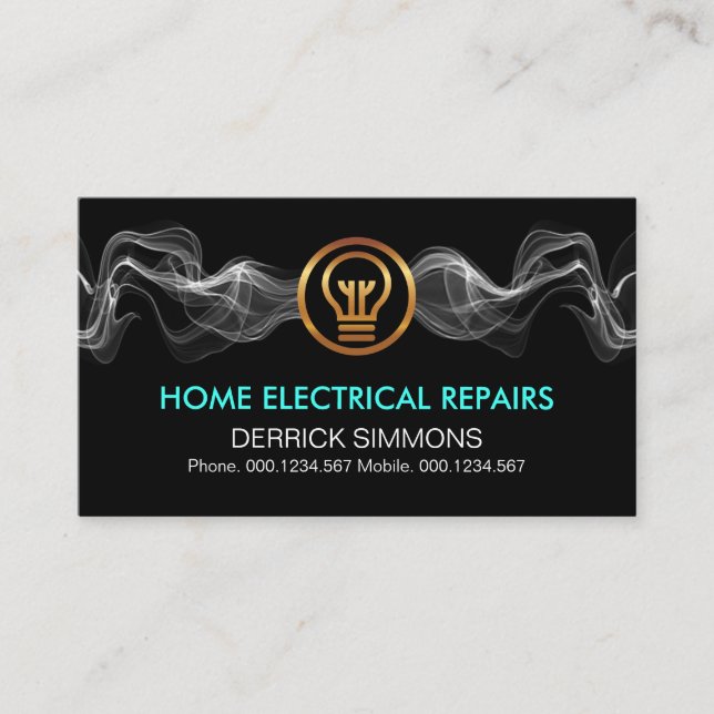 Striking Electric Lightning Wave Electrician Business Card (Front)
