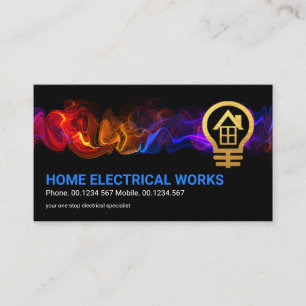 Striking Electric Wave Gold Bulb Home Electrician  Business Card