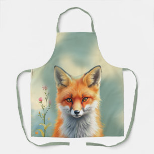 Striking Eyes of a Cunning Red Fox Apron