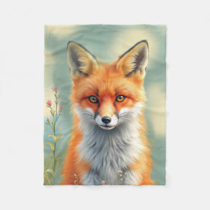 Striking Eyes of a Cunning Red Fox Fleece Blanket