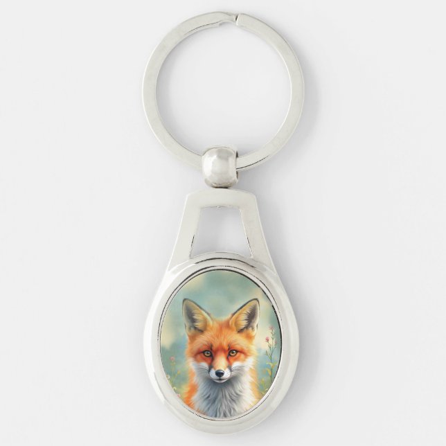 Striking Eyes of a Cunning Red Fox   Key Ring (Front)