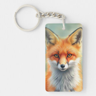 Striking Eyes of a Cunning Red Fox Key Ring