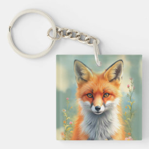 Striking Eyes of a Cunning Red Fox Key Ring