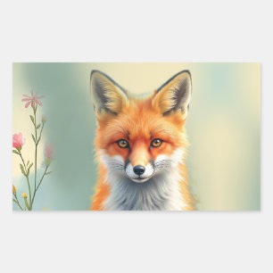 Striking Eyes of a Cunning Red Fox   Rectangular Sticker