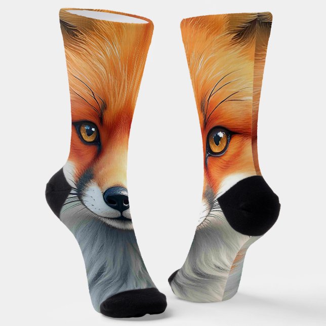 Striking Eyes of a Cunning Red Fox   Socks (Angled)