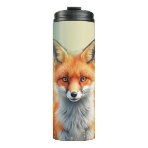 Striking Eyes of a Cunning Red Fox Thermal Tumbler