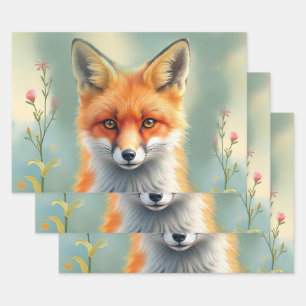 Striking Eyes of a Cunning Red Fox Wrapping Paper Sheet