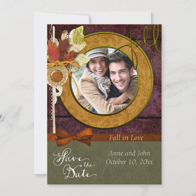 Striking Fall Wedding Photo Save the Date (Front)