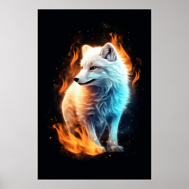 Striking Fiery White Arctic Fox Poster (Front)