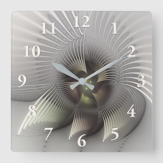 Striking Figure, Modern Abstract Fractal Art Square Wall Clock (Front)