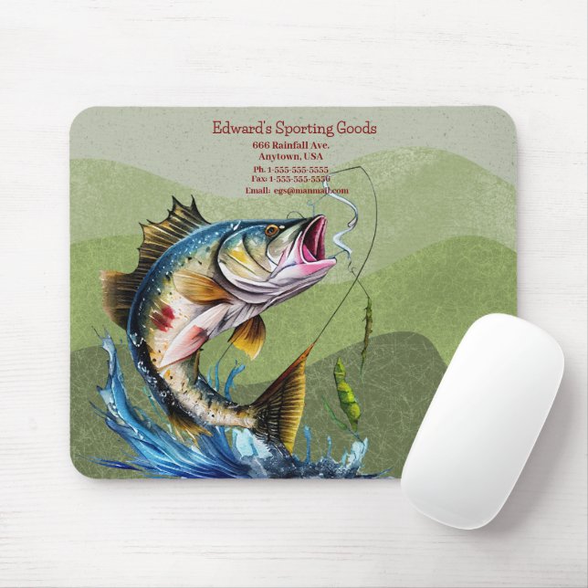 Striking Fish Logo Sporting Goods  Mouse Mat (With Mouse)