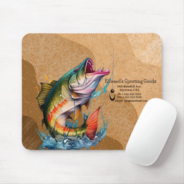 Striking Fish Logo Sporting Goods  Mouse Mat (With Mouse)