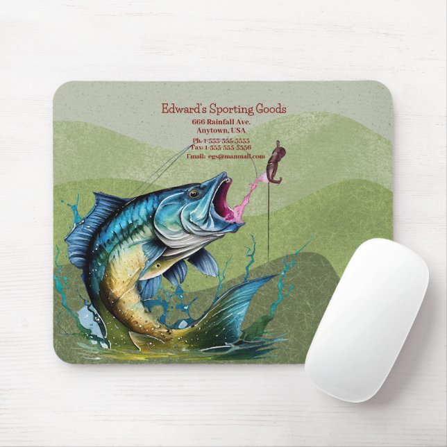 Striking Fish Logo Sporting Goods  Mouse Mat (With Mouse)