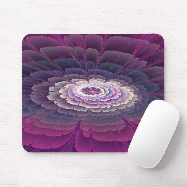 Striking Flower Colorful Abstract Fractal Art Pink Mouse Mat (With Mouse)