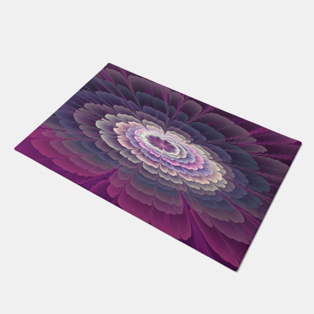 Striking Flower Colourful Abstract Fractal Art Pin Doormat (Angled)