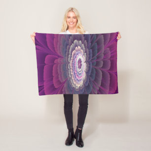 Striking Flower Colourful Abstract Fractal Art Pin Fleece Blanket