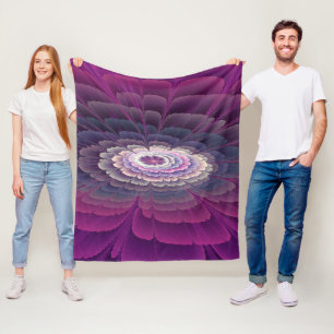 Striking Flower Colourful Abstract Fractal Art Pin Fleece Blanket