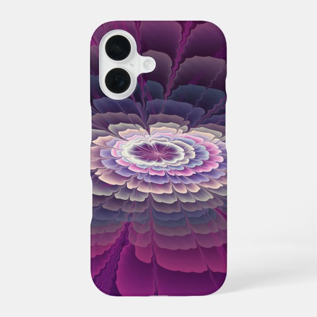 Striking Flower Colourful Abstract Fractal Art Pin iPhone 16 Case (Back)