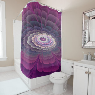 Striking Flower Colourful Abstract Fractal Art Pin Shower Curtain