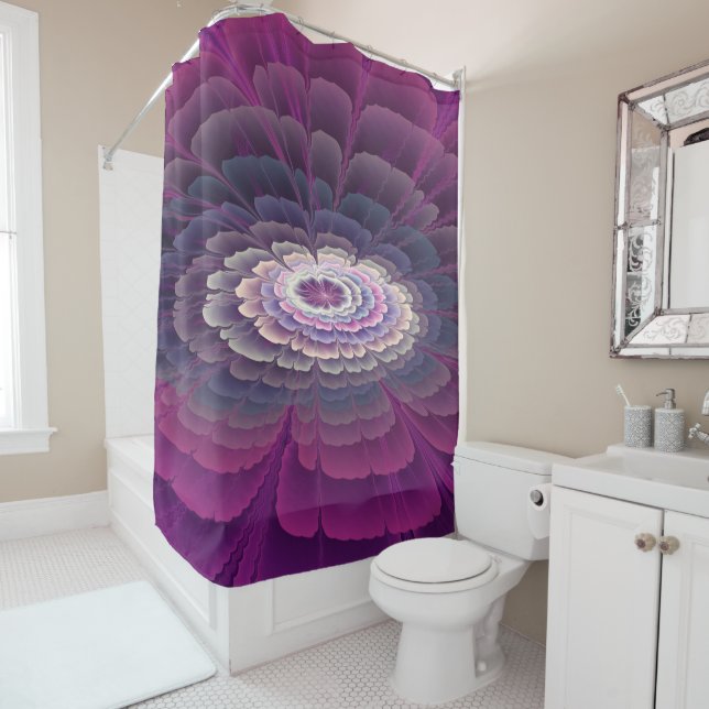 Striking Flower Colourful Abstract Fractal Art Pin Shower Curtain (In Situ)