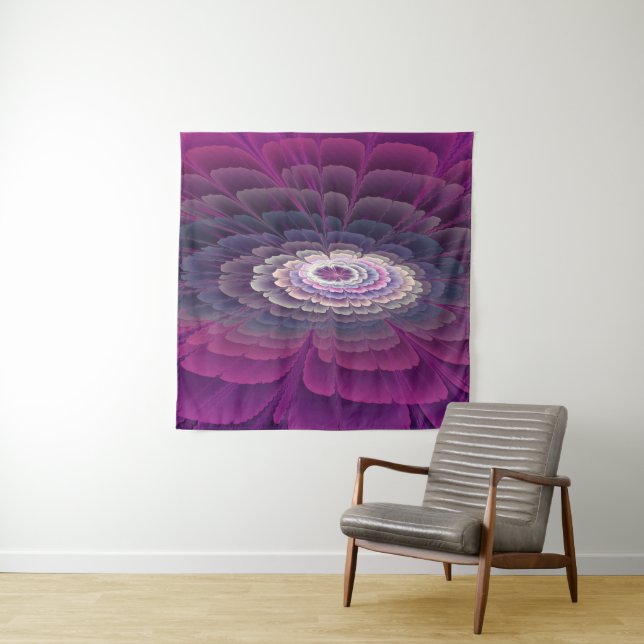 Striking Flower Colourful Abstract Fractal Art Pin Tapestry (In Situ)