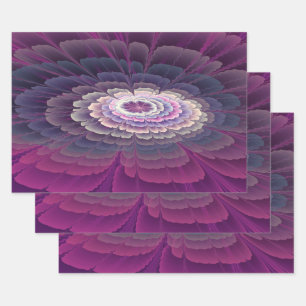 Striking Flower Colourful Abstract Fractal Art Wrapping Paper Sheet
