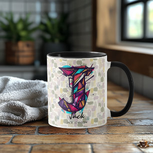 Striking Geometric Monogram Mug - J for Jack