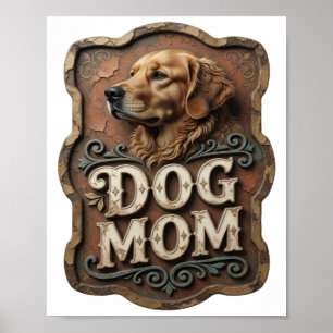 Striking Gold DOG MOM Shirt Design Poster