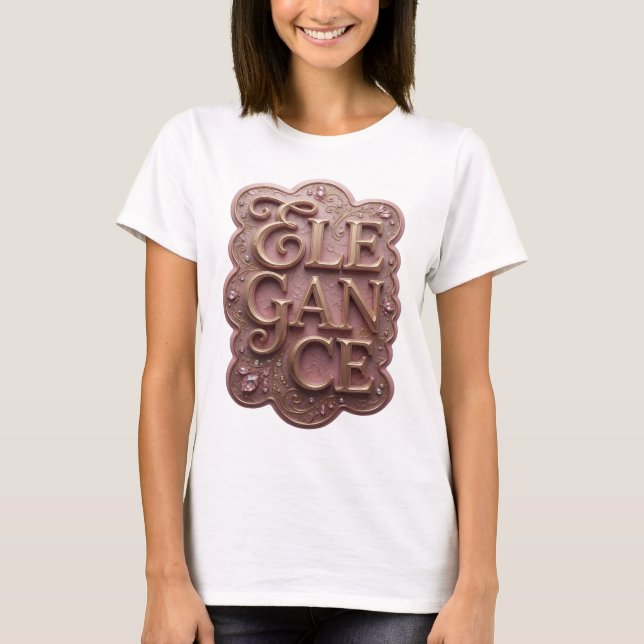 Striking Gold ELEGANCE Design T-Shirt (Front)