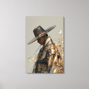 Striking Gold Foil Gat and Hanbok Canvas Art