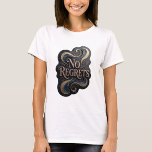 Striking Gold NO REGRETS 3D Text Art T-Shirt