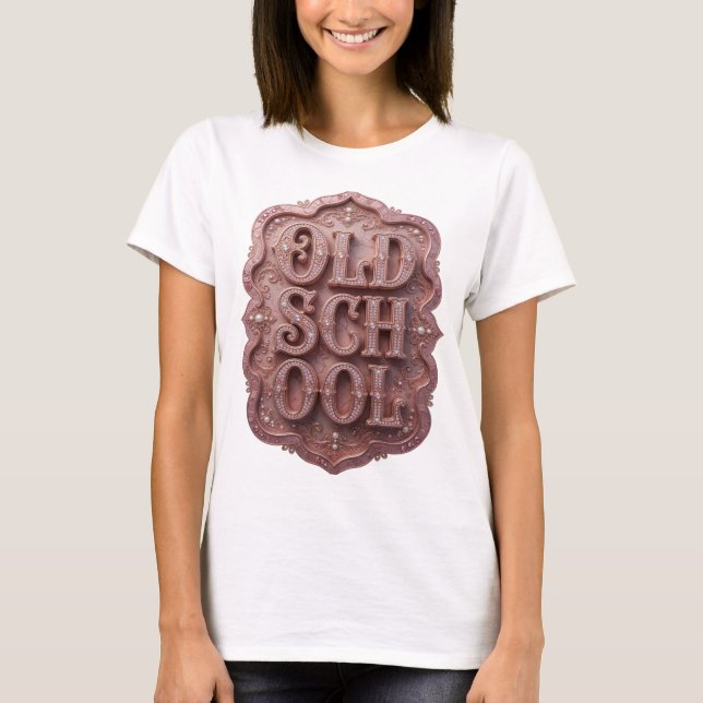 Striking Gold OLD SCHOOL Statement Design T-Shirt (Front)