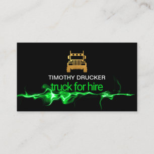 Striking Green Lightning Logistics Truck Transport Business Card