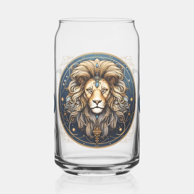 Striking Leo Symbol Artwork Can Glass (Left)