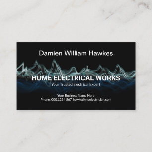 Striking Lightning Electric Waves Electrician Business Card