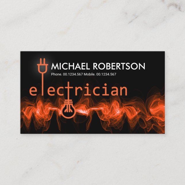 Striking Lightning Electrician Signage Electrical Business Card (Front)