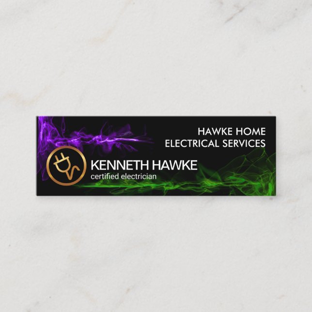 Striking Luminescent Dual Lightning Waves Mini Business Card (Front)