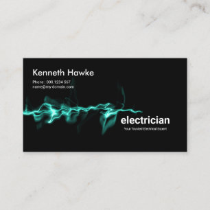 Striking Luminous Green Electrical Lightning Business Card