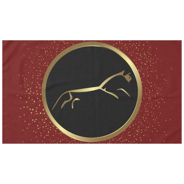 Striking Metallic Gold Uffington Horse Tablecloth (Front (Horizontal))