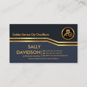 Striking Minimalist Gold Stripes Chauffeur Business Card