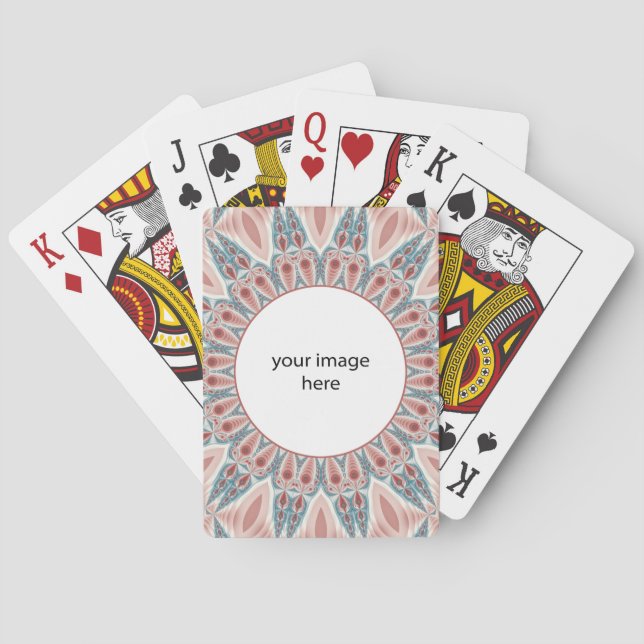 Striking Modern Kaleidoscope Mandala Art Own Photo Playing Cards (Back)