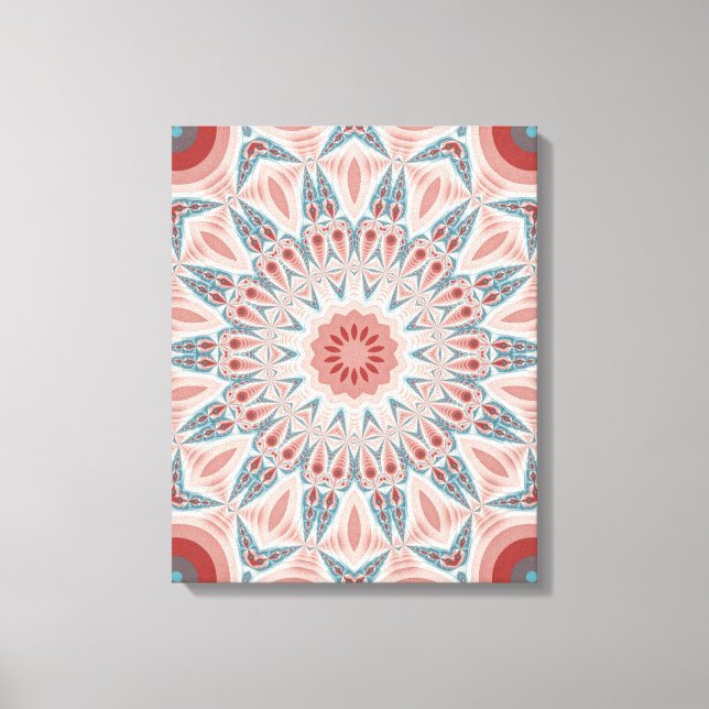 Striking Modern Kaleidoscope Mandala Fractal Art Canvas Print (Front)