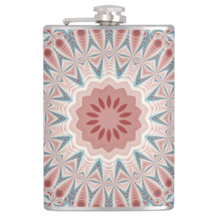 Striking Modern Kaleidoscope Mandala Fractal Art Hip Flask
