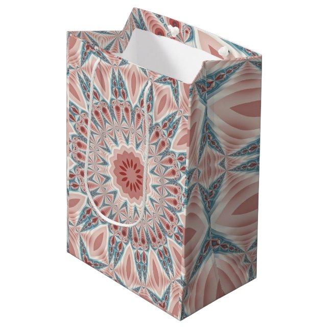Striking Modern Kaleidoscope Mandala Fractal Art Medium Gift Bag (Front Angled)
