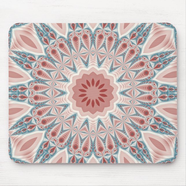 Striking Modern Kaleidoscope Mandala Fractal Art Mouse Mat (Front)