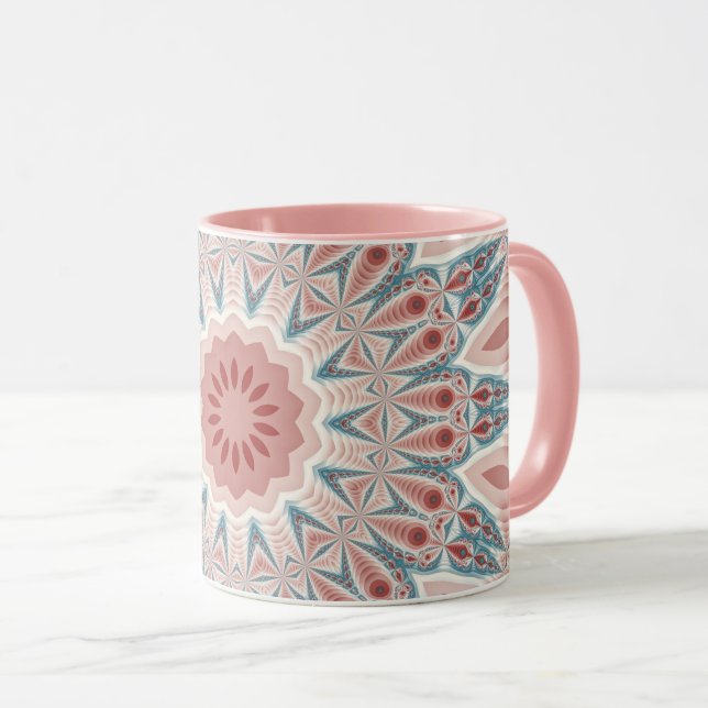 Striking Modern Kaleidoscope Mandala Fractal Art Mug (Front Right)