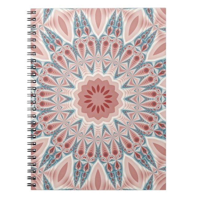 Striking Modern Kaleidoscope Mandala Fractal Art Notebook (Front)